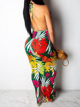 Ensemble haut court et robe longue à imprimé floral pour femme